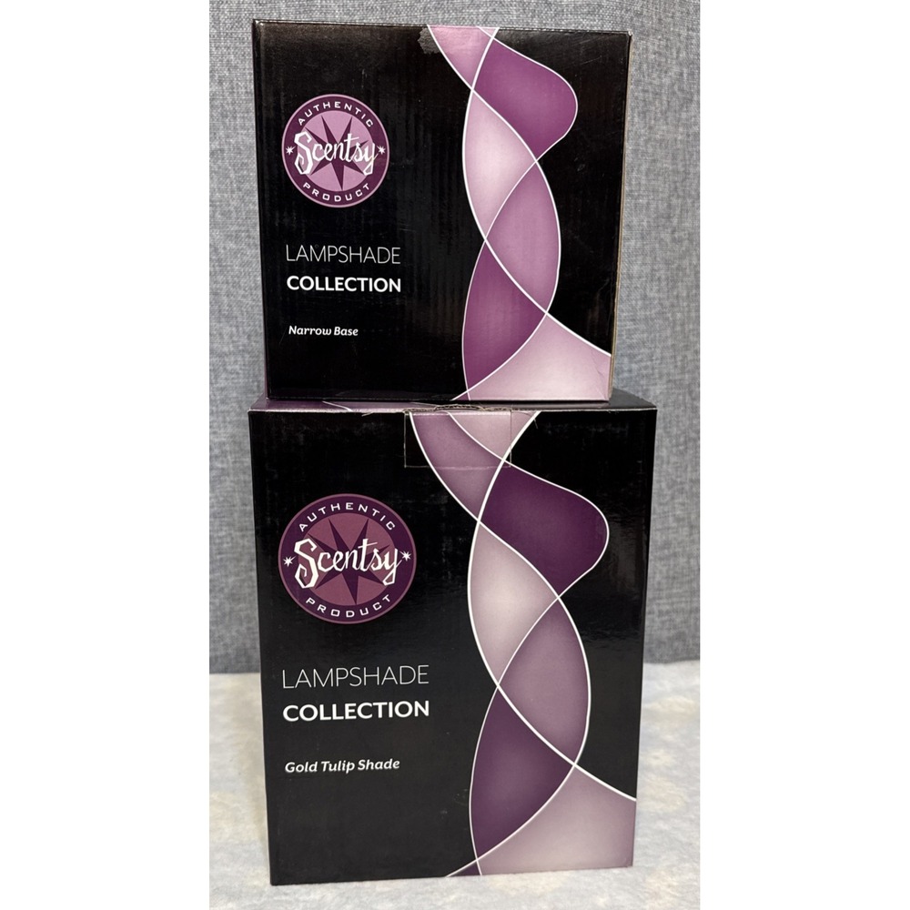 NEW Scentsy Lampshade Collection Wax Warmer GOLD TULIP Shade & Narrow‎ Base